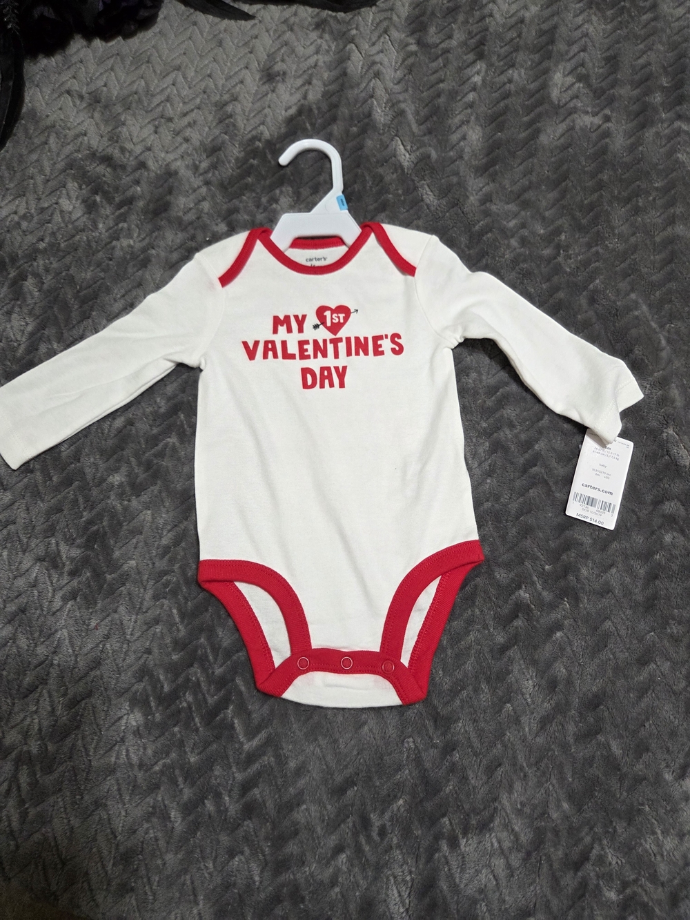 Carter's White and Red 'My 1st Valentine’s Day' Long-Sleeve One-Piece